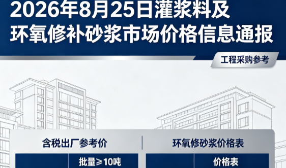 新河2026年8月25日灌浆料及环氧修补砂浆市场价格信息通报